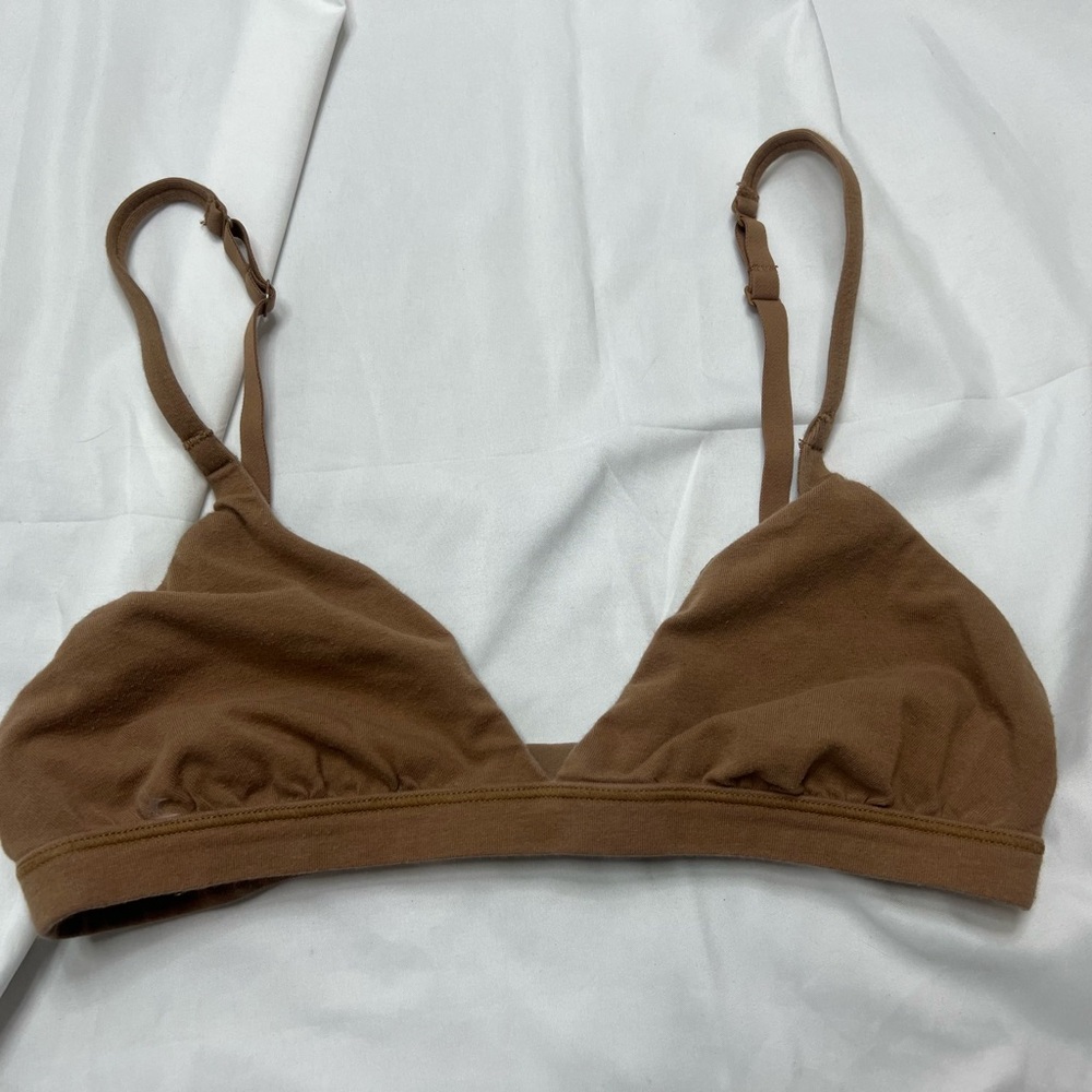 SKIMS Brown Soft Triangle Bralette with Adjustable Straps